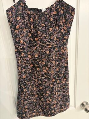 Floral heart-Neck skater Sundress in Black
